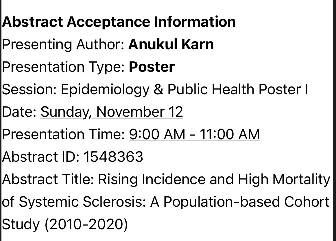 AshimaMakol's tweet photo. It was delightful to see the @ACRheum email confetti this morning with 8 abstracts accepted!

HUGE Congrats 🎉 to my mentee &amp; IM resident @KarnAnukul for all his Posters!👏

Excited to 👀 many of you at #ACR23 in☀️ #SanDiego in Nov!!

#Scleroderma #ILD 
#PROMIS #Multimorbidity https://t.co/OLJpvhxM4n