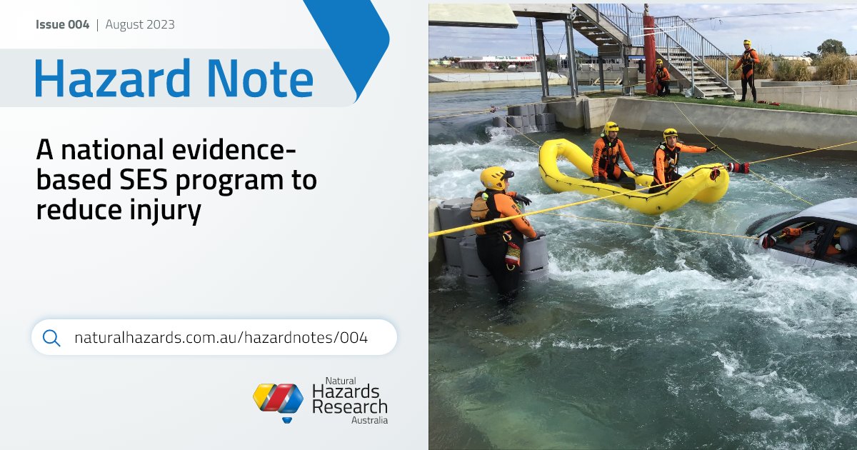 HazardsResearch's tweet photo. Launched at #AFAC23 yesterday alongside @AFACnews was a new national program to keep SES members safe. Hazard Note 4 showcases the research behind the program, undertaken with Human Performance Science. https://t.co/XqnwrKL3VM https://t.co/DekJzwGuYK