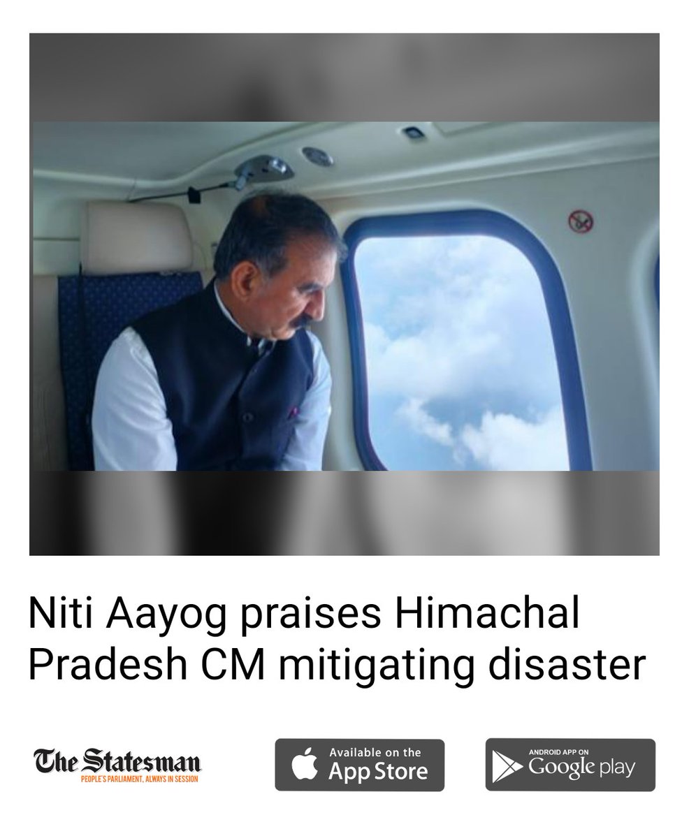 Niti Aayog praises Himachal Pradesh CM mitigating disaster.
<a href="/INCIndia/">Congress</a>
<a href="/SukhuSukhvinder/">Sukhvinder Singh Sukhu</a>
thestatesman.com/india/niti-aay…