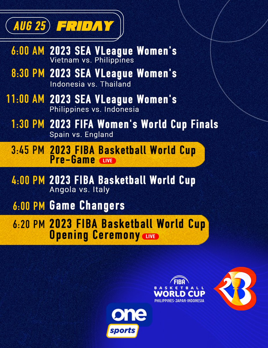 Hi, Magiliws and Besties! 

The FIBA World Cup Opening Ceremony is scheduled at 6:20PM today. 

ALAMAT FIBA PERFORMANCE
#ALAMATxFIBAWorldCup 
#ALAMAT <a href="/Official_ALAMAT/">ALAMAT ᜀᜎᜋᜆ᜔ 🇵🇭</a>