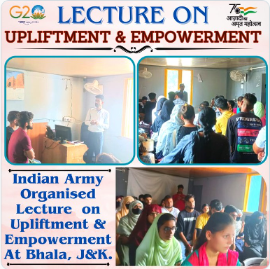ChenabValley2's tweet photo. Army organized a lecture on upliftment and empowerment for the youth in J&amp;K's Bhala to play a more active role in the society.
 #BadltaJauKshmir #upli #inspire #motivation #empower #community #inspiration #VeeronkiBhoomi #NashaMuktJk https://t.co/6TzbINFOxL