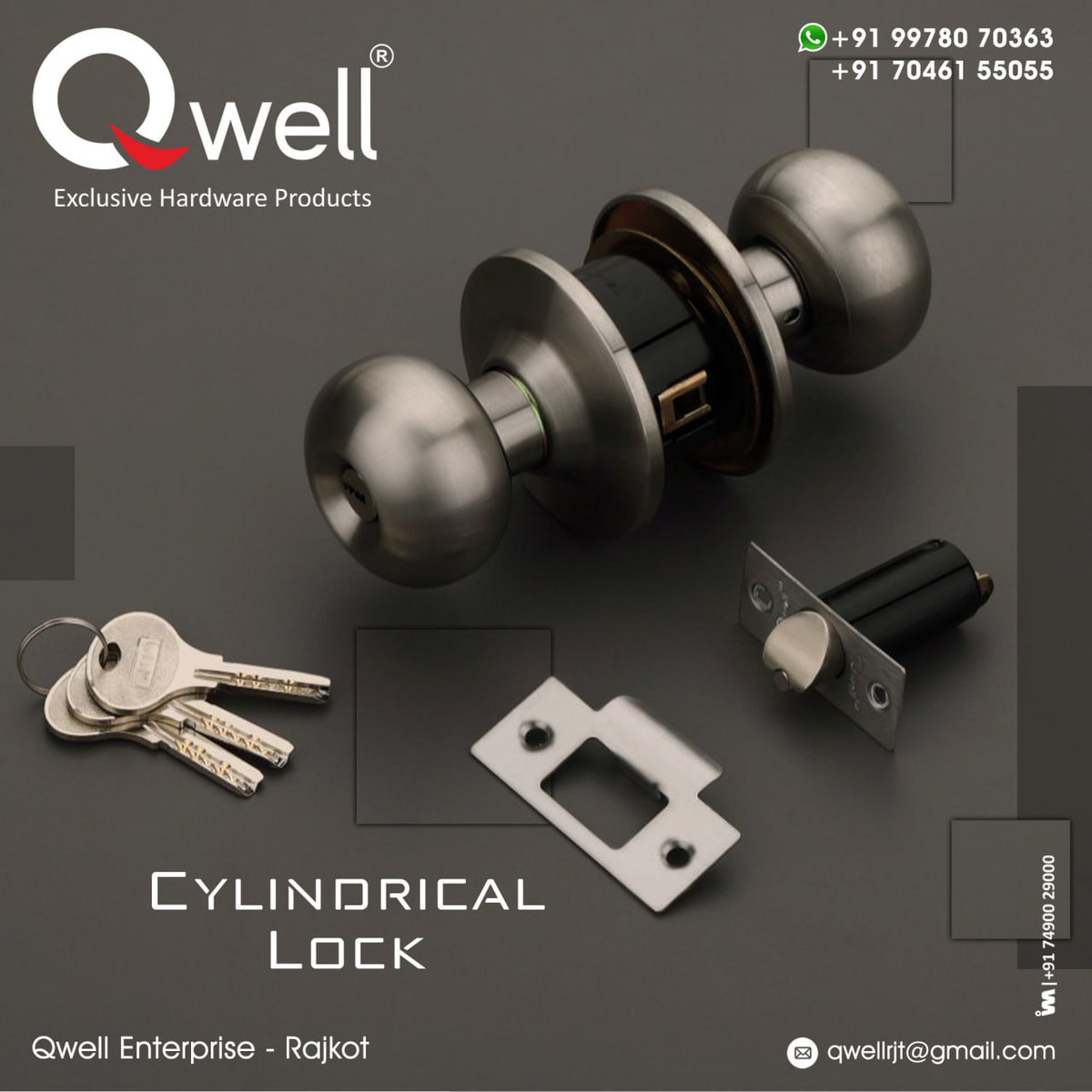 ibais_hardware's tweet image. QWELL ENTERPRISE (RAJKOT)

For enquiry via WhatsApp click:
ibais.biz/9978070363

Mr. Gaurav Kansagara -9978070363
Mr. Bhavesh Sakhiya -7046155055
#cylindricallocks #lockbody #lockbodycylinder #doorlockbody #hardwarefitting #interiorproducts #hardwaresolution
.
@IBAISMEDIA