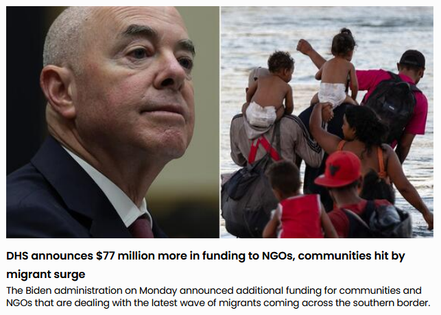 #BidenOpenBorders #BidenGoodieBags
DHS announces $77 million more in funding to NGOs, communities hit by migrant surge
It means over $770 million has been awarded this fiscal year

'DHS announced that the funding, which comes through  the Federal Emergency Management Agency…