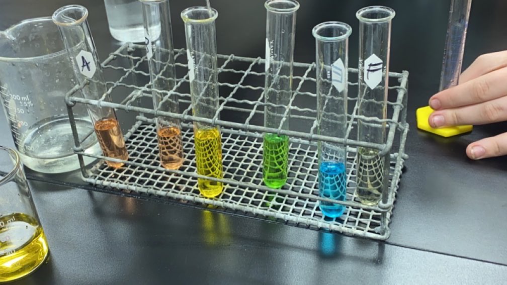 AnnaCAnderson1's tweet photo. It’s that time of year again! Practicing lab safety with “acid” and if directions are followed exactly-you get a perfect rainbow. #LabSafety #FollowingDirections #HoldregeDusters https://t.co/stPj8GKTG0