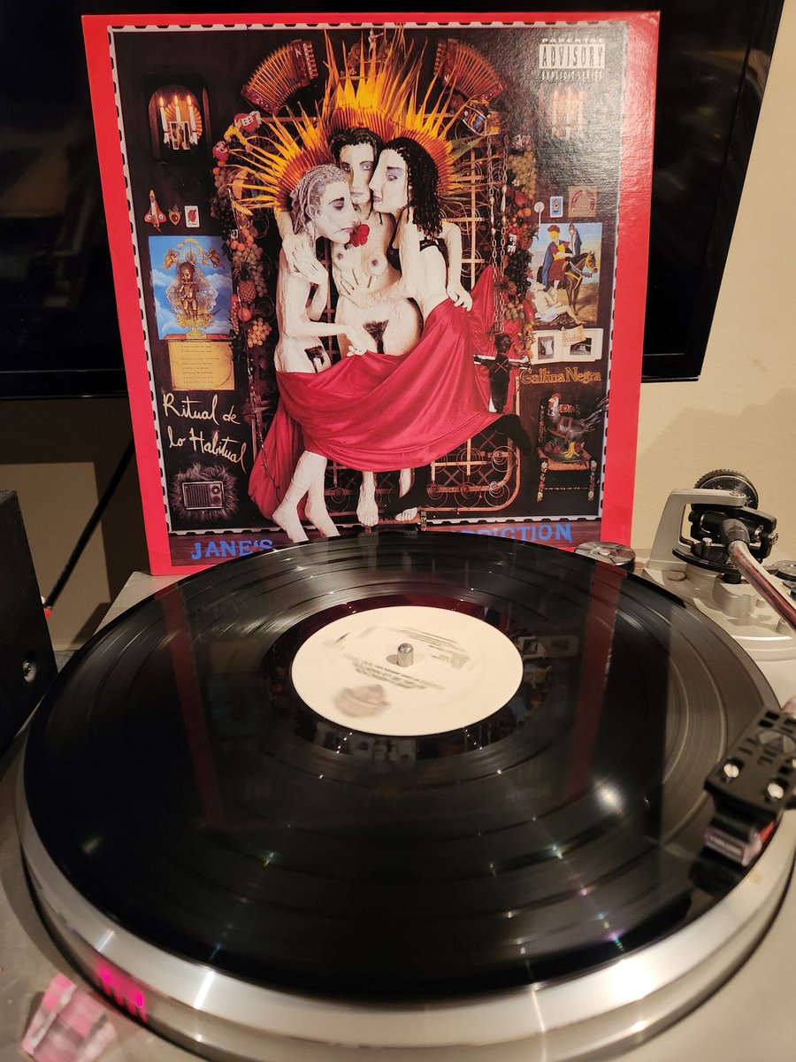 SpinVinyl1's tweet photo. Jane's Addiction had already perfected their sound but took it a step further on Ritual de lo Habitual. Navarro really smokes on this one despite apparently not remembering due to his drug usage. 
#JanesAddiction #RitualdeloHabitual #Stop #BeenCaughtStealing #vinylrecords https://t.co/dsXNHrHmbp