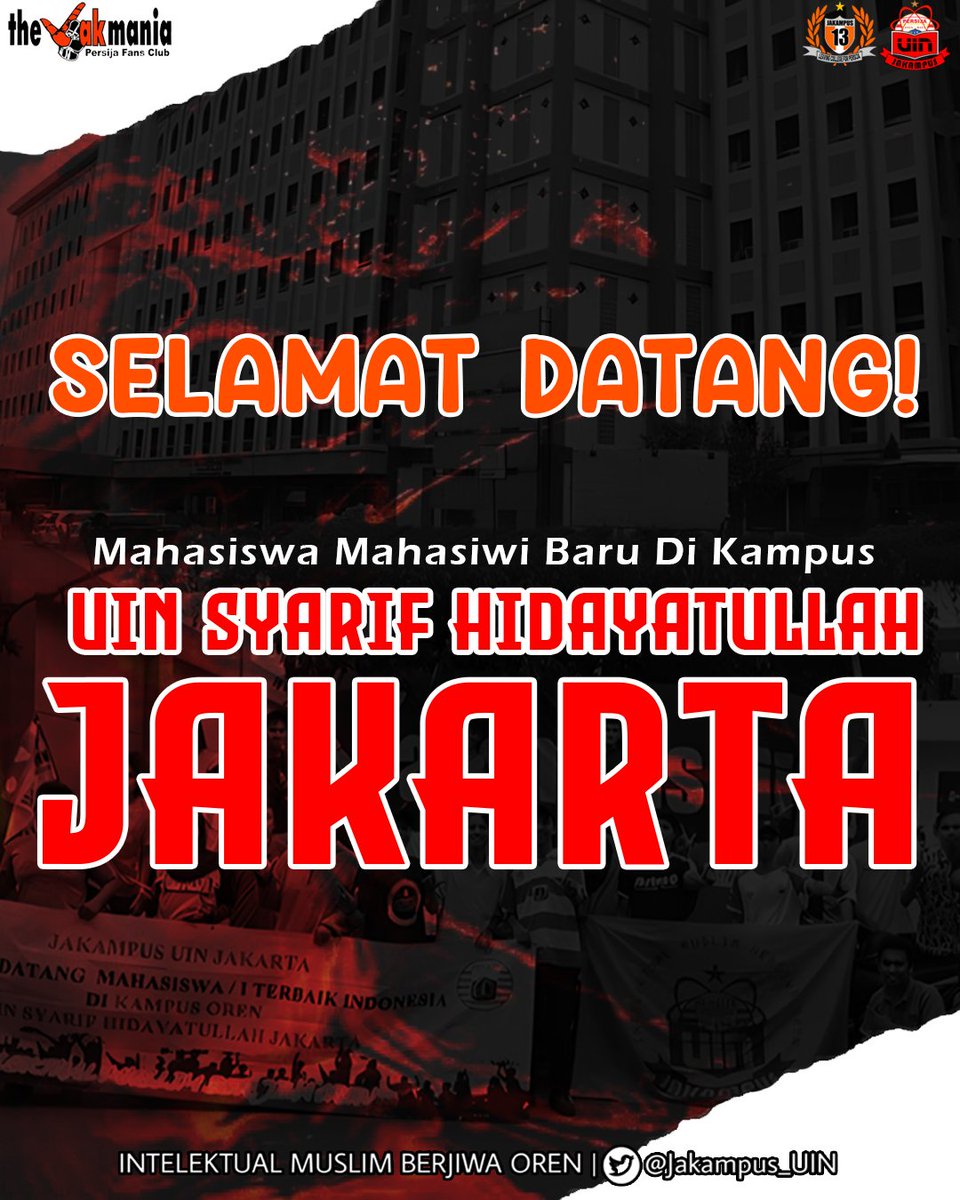 Jakampus_UIN's tweet photo. Selamat datang mahasiswa mahasiswi baru di kampus UIN Syarif Hidayatullah Jakarta.
Semoga kalian bisa menikmati masa perkuliahan dengan baik dan mendapatkan kesuksesan di masa yang akan datang.
#mabauinjkt2023
#JakampusUIN
#13iggerToWinner
#IntelektualMuslimBerjiwaOren https://t.co/FxGuOg7Brg