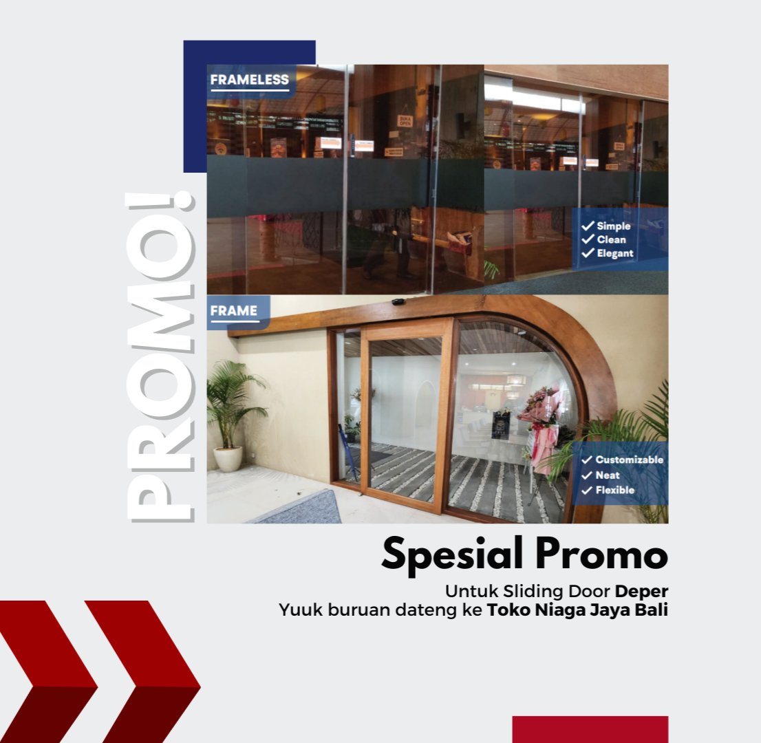 NiagaJayaBali's tweet photo. Special Promo !!!
Automatic sliding door merk Deper tipe DSL-125B✨
Hanya di Toko Niaga Jaya
Untuk pemesanan hubungi kami di (WA) : 0859-3708-9902 atau 0859-6437-4193
Atau Kunjungi Toko kami di Jl. Teuku Umar Barat No. 168 B Denpasar - Bali.
#deper
#automatic #sliding #Door https://t.co/CMDSwbDpQ9