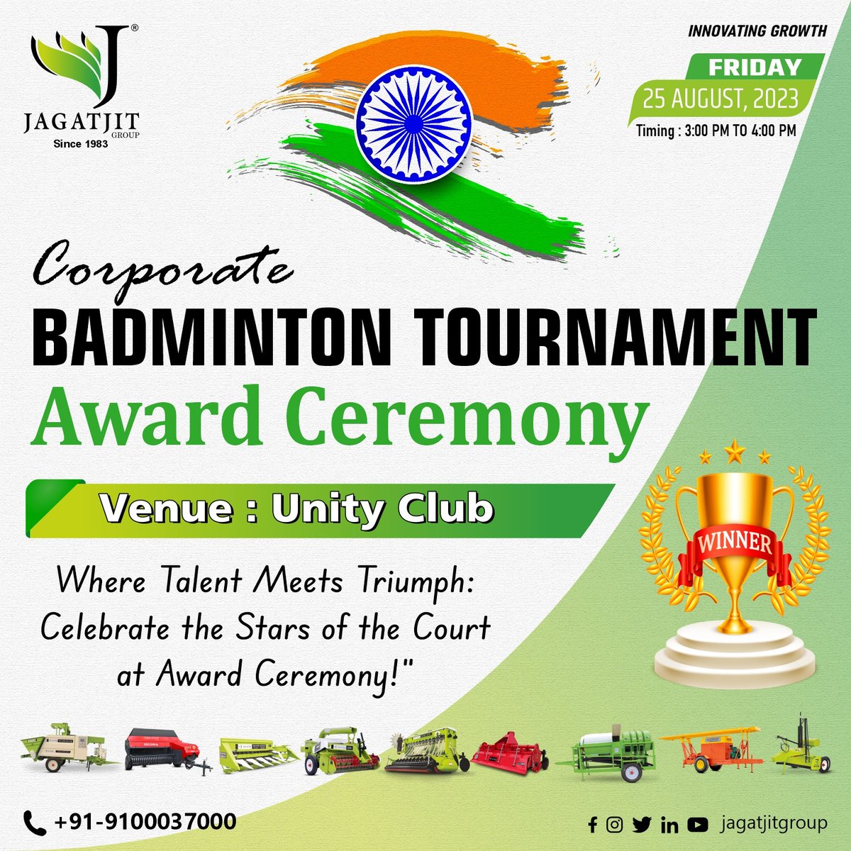 Corporate Badminton tournament Award Ceremony Venue #unityclub #jagatjitgroup Time 3 Pm to 4 Pm #ceremony #tournament #badminton