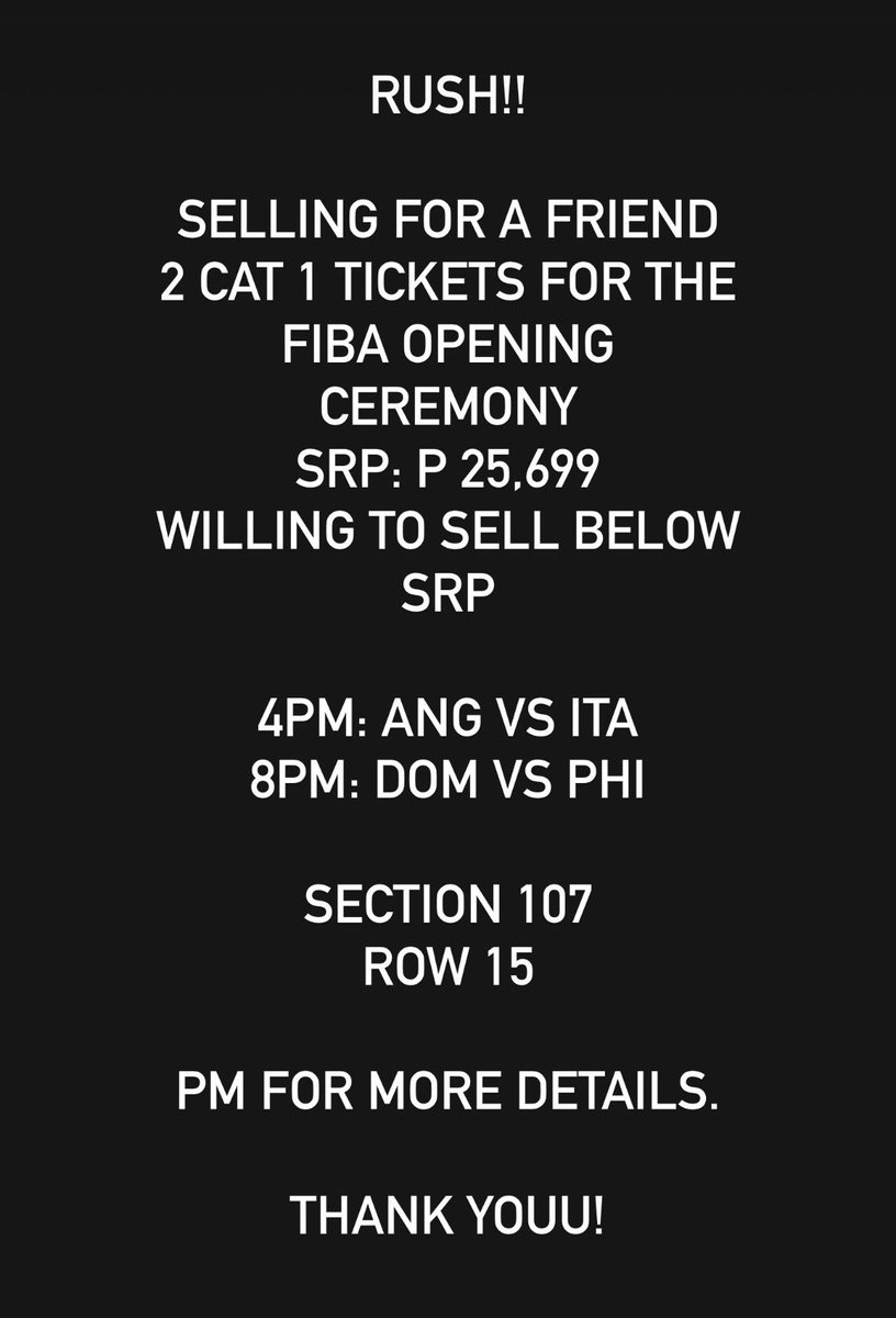 AustinNFT3825's tweet photo. FIBA WC TICKETS 🇵🇭🇵🇭 https://t.co/QVyZdqE2yU