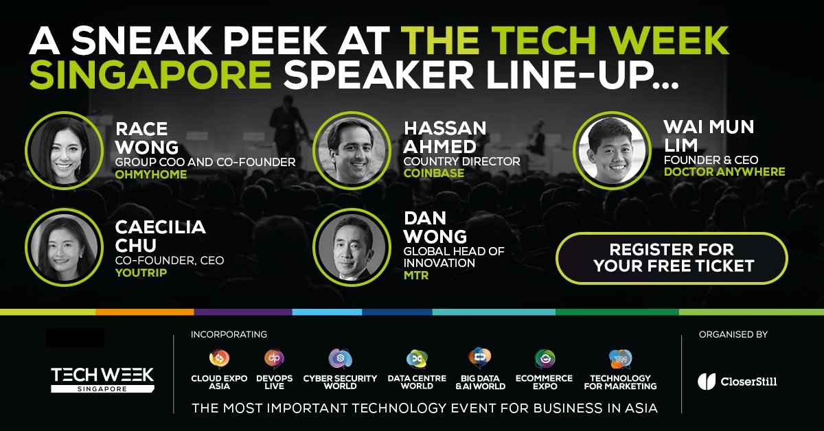 Happy Friday! As the week draws to a close, here is a sneak peek at the Tech Week Singapore Mainstage speaker line-up! Taking place on 11-12 Oct at MBS, Singapore, this award-winning event brings together the entire technology community. 

Register now: ow.ly/c6RI50PEboZ