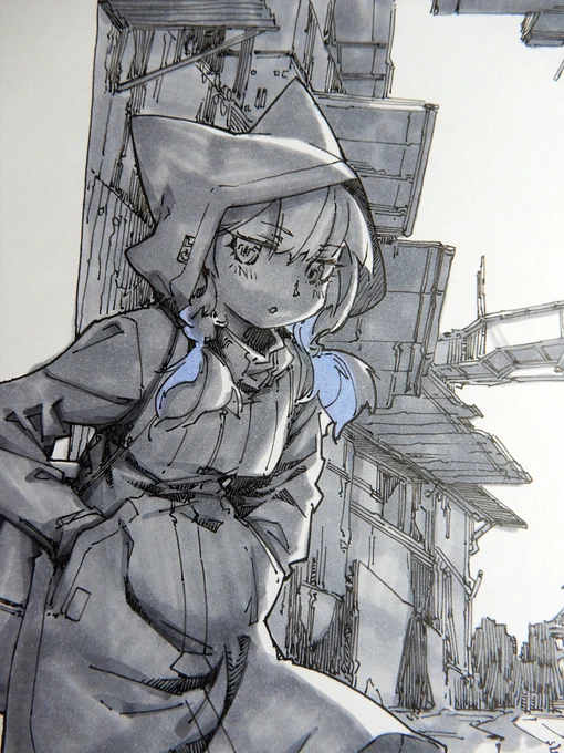 影つけ。似た状況の絵をもう一枚描いてるんですが、こっちは完全に逆光。 