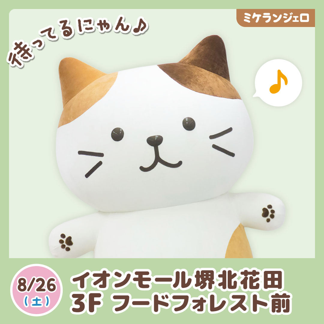 明日は #イオンモール堺北花田店 に #ミケランジェロ が遊びに行くよ