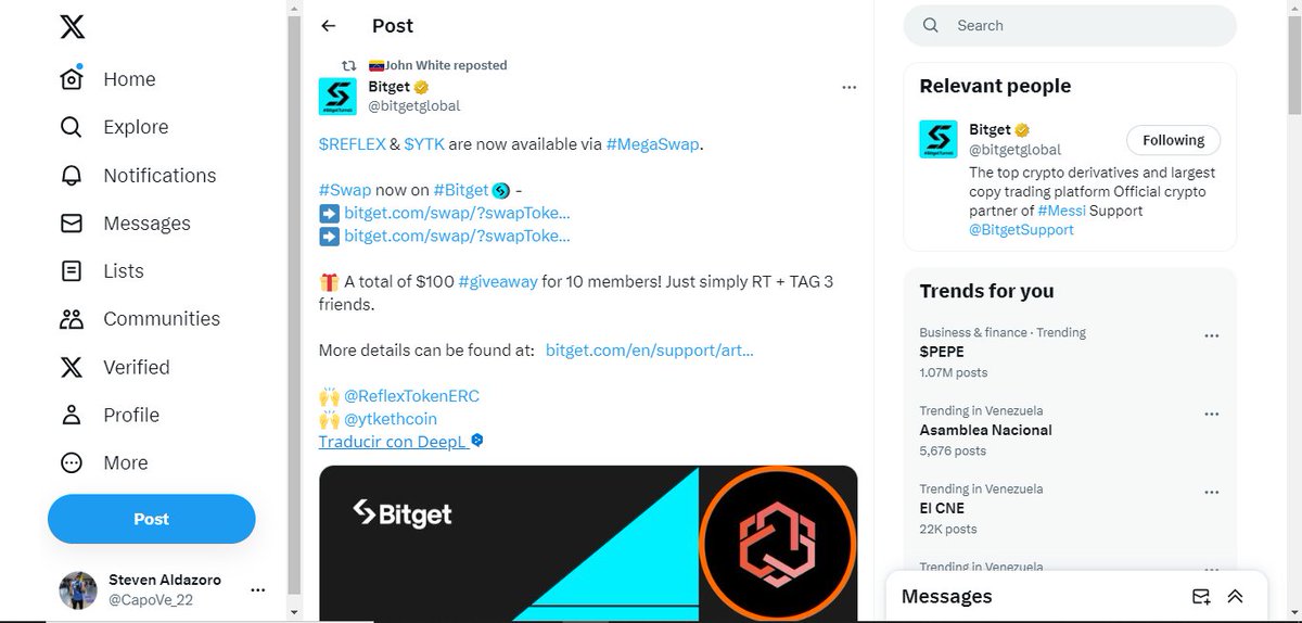 CapoVe_22's tweet photo. @bitgetglobal 📚✏️ All Ready: Thanks for the opportunity!👊🎊
I hope I have a chance to win 🎉🙏🏻

Tag🏷
@marilis_cr
@Ismael7sb 
@monikber29 https://t.co/jr6WPSlAAI