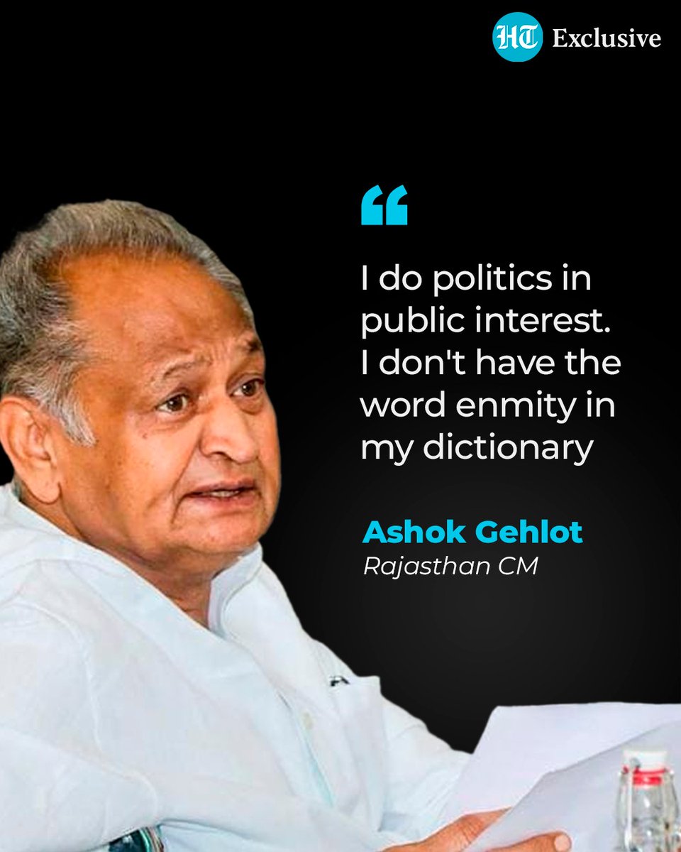 #HTExclusive | 'When Sachin Pilot became a central minister, I supported him', says #Rajasthan CM @AshokGehlot51 Read full interview on HT App - hindustantimes.com/india-news/raj… Interview by @sunetrac & @sachinsaini14