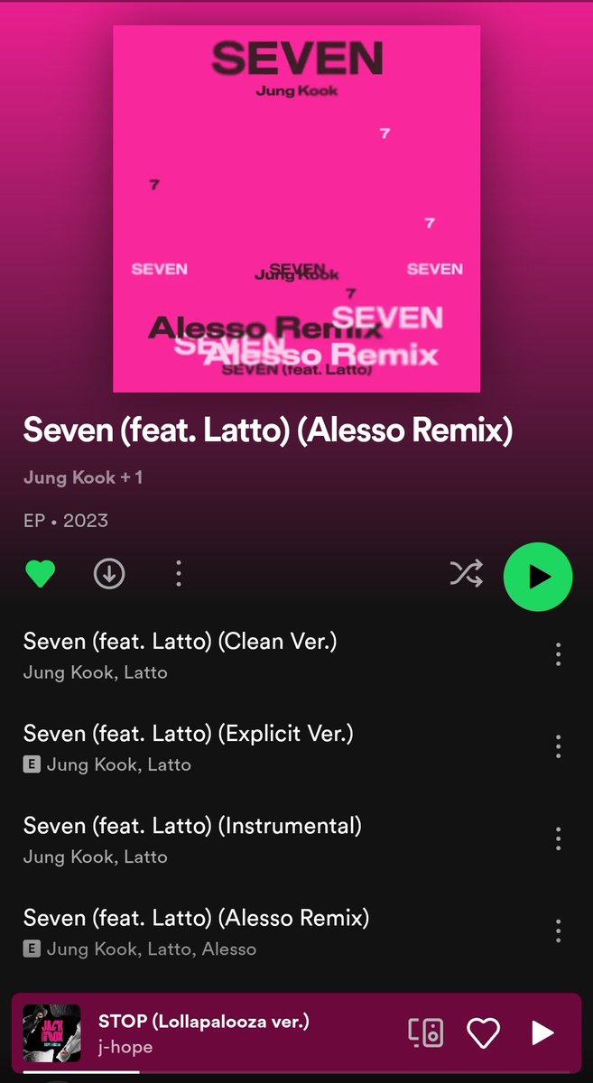 #Seven by Jungkook (feat. Latto) - Alesso Remix is now available to stream on Spotify! open.spotify.com/album/3nDzRDgv…