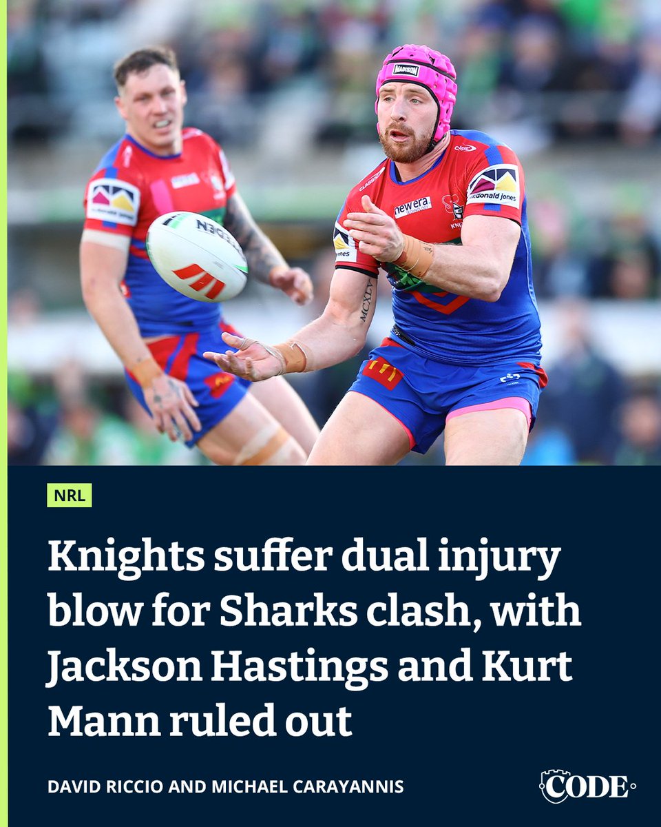 codenrl's tweet image. #NewcastleKnights have lost two playmakers for their massive game against #Cronulla, who will also be without star halfback Nicho Hynes.

#NRL LATE MAIL ✉️ bit.ly/3YQDm0e