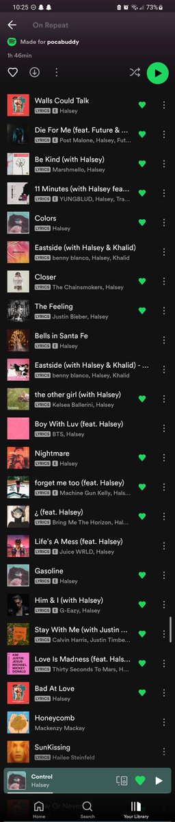 Raylee_Adams's tweet photo. My girlfriend saw this post and decided to look at her @SpotifyUSA On Repeat playlist. She was in the top 0.5% of listeners for a reason  😂😂😂 @halsey https://t.co/RXsip4MzoA