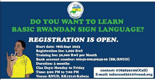 rnudeaf's tweet photo. We would like to inform the public that those who wish to learn #RwandanSignLanguage are welcome to register with us. https://t.co/gwI0Bii0l8
