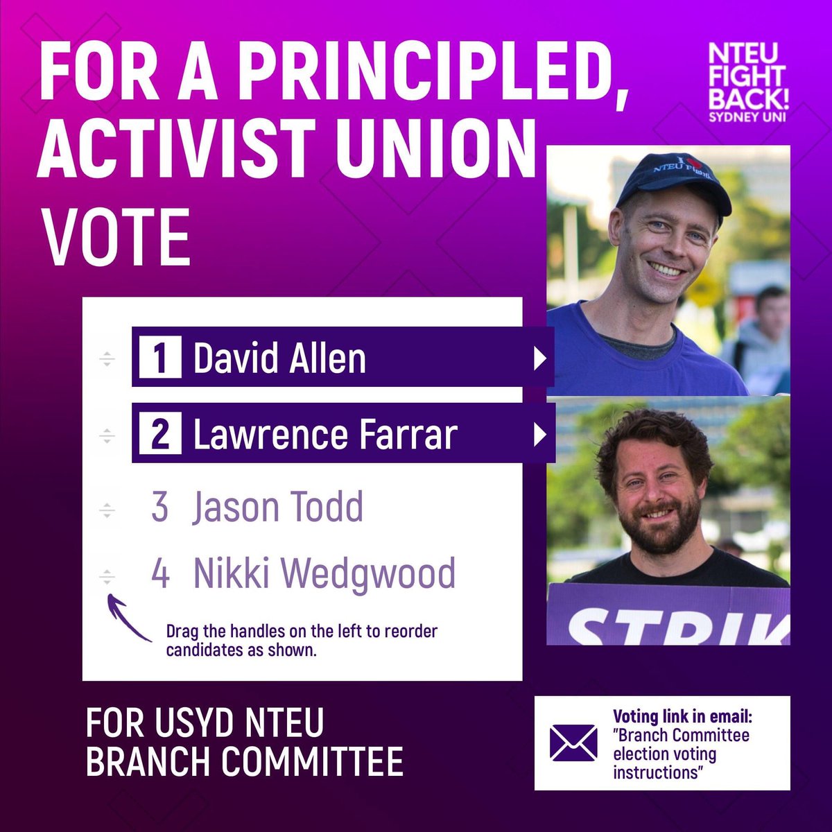 SydneyFight's tweet photo. How to vote for NTEU Fightback candidates in the branch committee by-election https://t.co/DdkvQMt3UJ