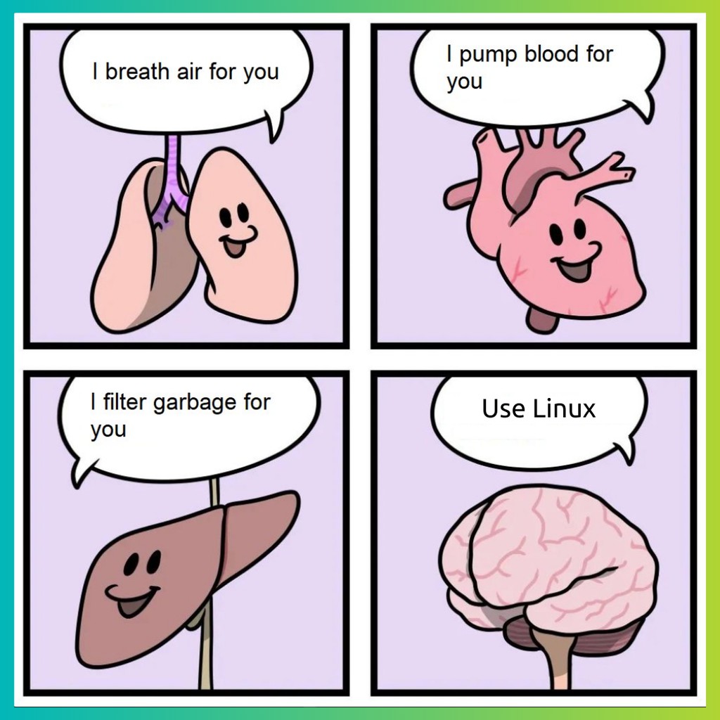 Itsfoss's tweet photo. The brain is one of the most important parts of a human body, after all. 🤪

#linux https://t.co/znHvuEF5Bu