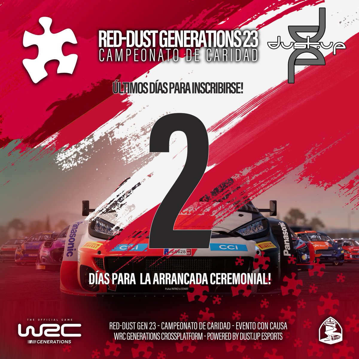Dust_Up_eSports's tweet photo. 🚩RED-DUST GENERATIONS 23🚩 2 Dias!
Participa como corredor y/o colaborador en el campeonato de rallies virtual en WRC GENERATIONS mas grande del país!
Reglamento📄: https://t.co/TteLGg3uqN
Donaciones dentro del reglamento ⭐️ https://t.co/qt5nWl57iE