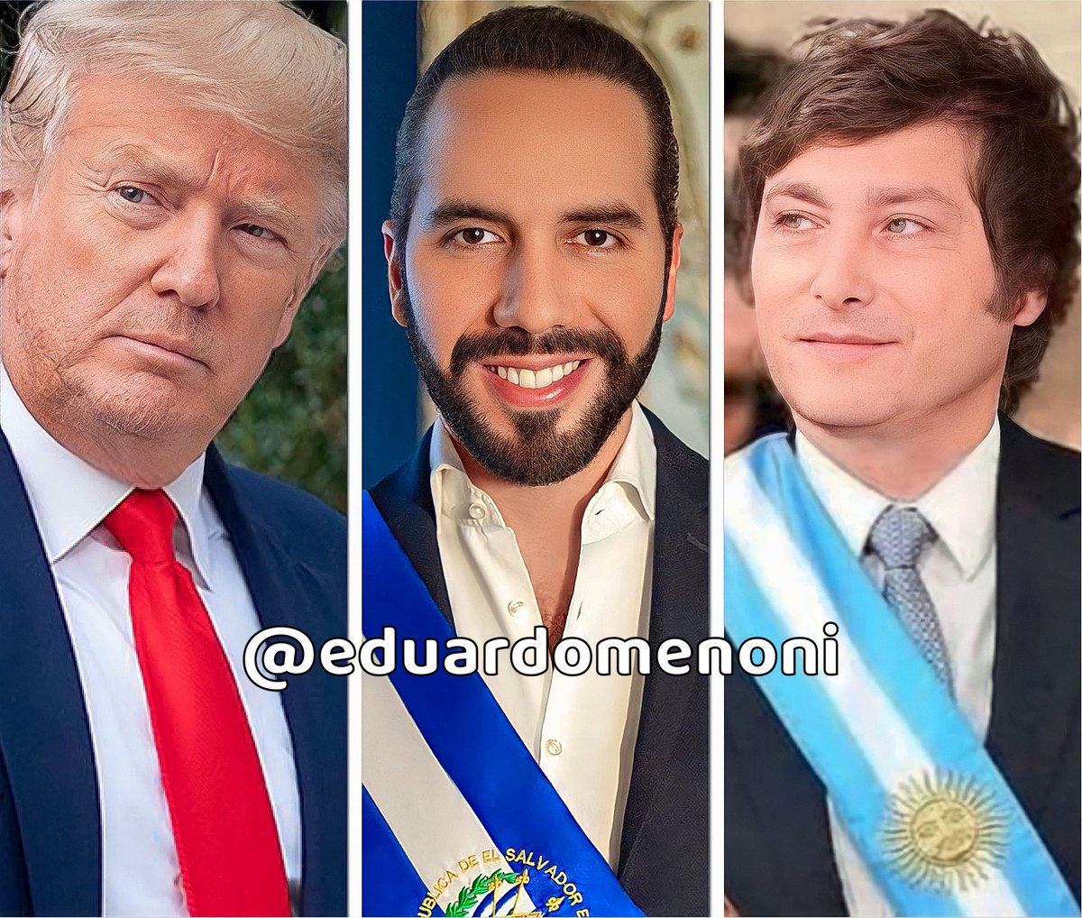 eduardomenoni's tweet photo. ¿Apoyas la idea de que en 2024 sean Presidentes: Donald Trump, Javier Milei y Nayib Bukele para vencer al comunismo en América? https://t.co/xnKKXOxlVV