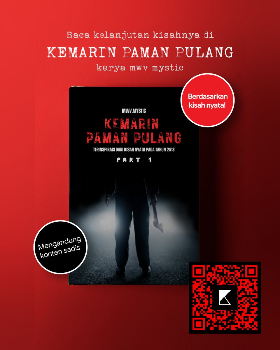 karyakarsa_id's tweet photo. Bersambung...

Yang ingin tahu kelanjutan kisahnya bisa langsung baca karya berjudul 'KEMARIN PAMAN PULANG' oleh mwv mystic di KaryaKarsa, sekarang! Klik di sini >> https://t.co/GJ4zWmcJGl

Atau scan QR pada gambar.

#KaryaKarsa #hororthreads #CeritaHoror #KisahNyata https://t.co/vFlSaUpTsL