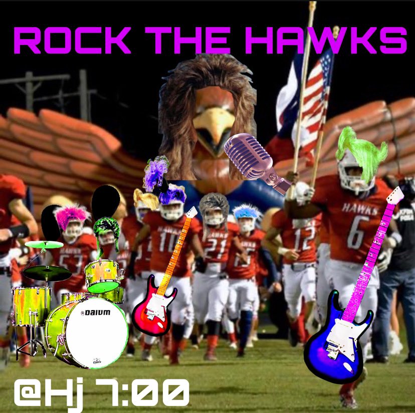 Football game tomorrow 
Dress up in your 80s/Rockstar attire and get ready to rock the hawks