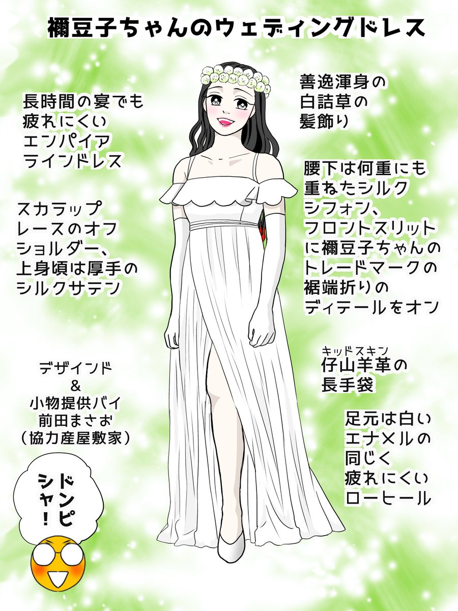 他のお二人のウエディングドレス再掲、「なかなかに三者三様のドレスを着せられたんでないの」と文字通り自画自賛しております 