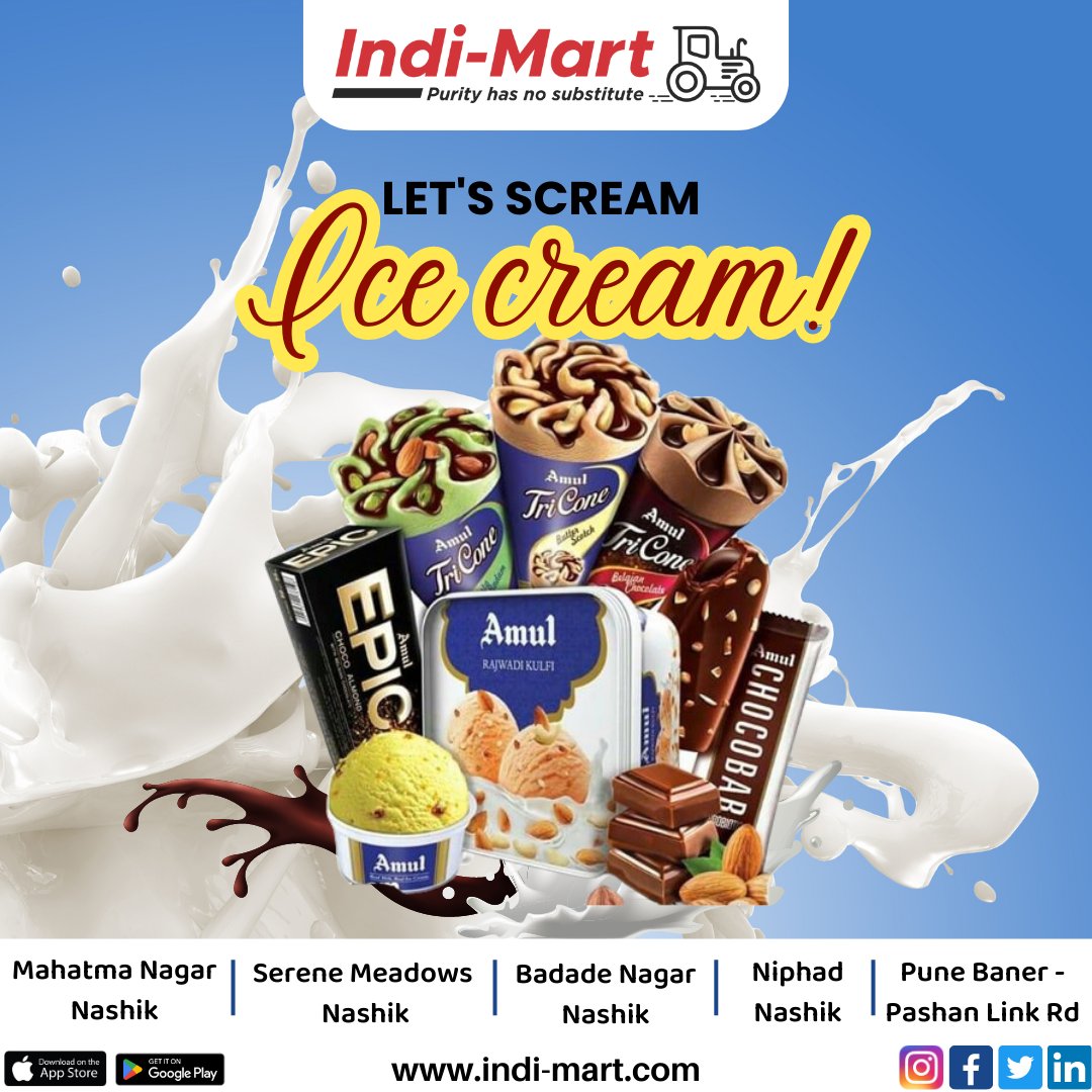 indi__mart's tweet photo. Let's scream ICE CREAM...

For More Information
Contact Us On
📞9145084084
🌐https://t.co/Z226kp0UwG

#indimart #badhoindia #supermarket #shopping #market #grocerystore #groceryshopping #grocery #groceries #grocerystores #onlinegrocerystore
#icecream #amulicecream #amul https://t.co/cBvZ67IaMS