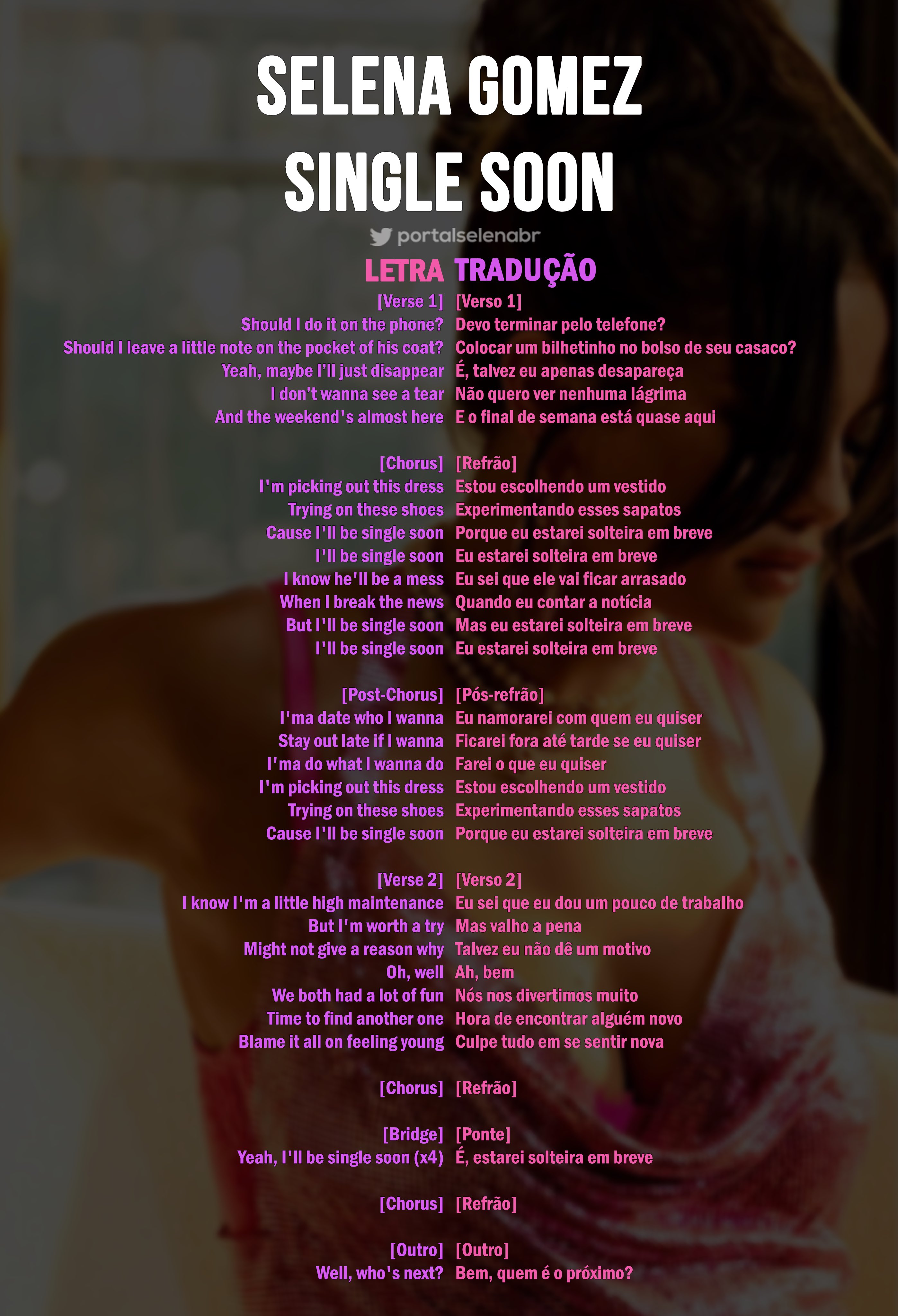 Portal Selena Brasil on X: Confira a tradução da letra completa