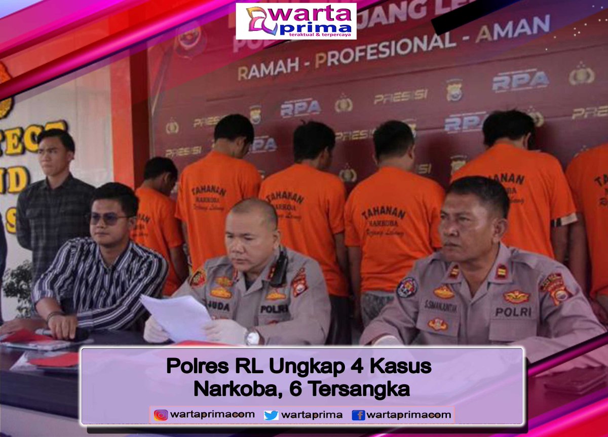 WartaPrima's tweet photo. Polres RL Ungkap 4 Kasus Narkoba, 6 Tersangka
https://t.co/hVp1ehIvG2
#wartaprima
#indonesia
#bengkulu
#mediasiber
#mediaonline
#kasusnarkoba
#Polrejanglebong https://t.co/3Vqr3EwcSz