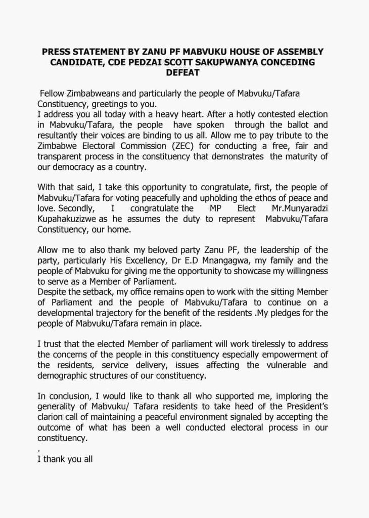 nickmangwana's tweet photo. SCOTT’S CONCESSION SPEECH
Our Democracy Has Come of Age: https://t.co/ZcFTkisWJG