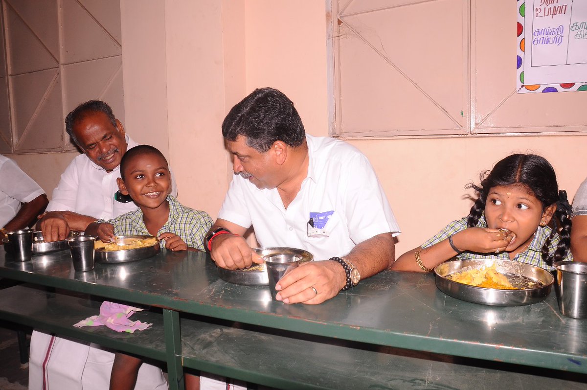 ptrmadurai's tweet photo. I was delighted to spend this morning in Madurai, sharing a meal with excited little children and partaking of their joy as I initiated the Chief Minister's Breakfast Scheme (CMBS) in the Muthuppatti Kallar Higher Secondary School. Adequate nutrition is intrinsic to children's health and well-being, and it increases their learning outcomes.

A scheme like the CMBS, which was first inaugurated by the Hon'ble CM @mkstalin in my Constituency last September, and is now being expanded to all elementary schools around the state, has many benefits. In addition to fostering bonding among students, it has been proven to increase attendance by more than 20% in a large proportion of the schools in the pilot phase. Above all, it promotes social justice, and allows mothers to attend to other responsibilities, secure in the knowledge that their children will receive adequate nutrition in the morning.

Of the many new schemes initiated during my two-year tenure as Finance Minister, this is arguably the one with the most efficient and effective annual expenditure of Public Resources. It is the benchmark against which all schemes should be evaluated, in my opinion. 

#TNBreakfastScheme