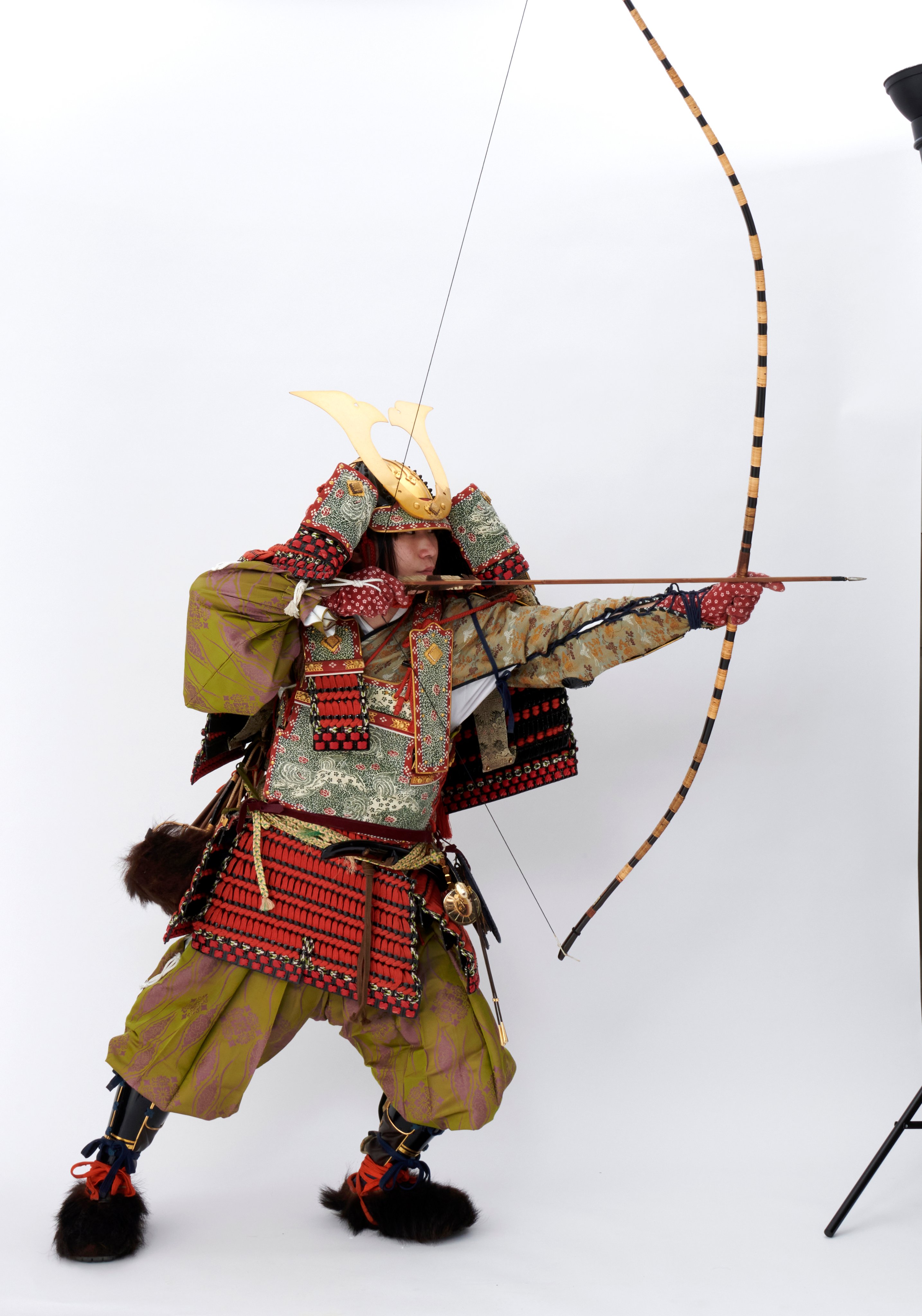 目貫　馬上の鎧武者、帆掛船上の武者 鎧飾り 10号 赤糸威褄取大鎧 貫前神社鍬形