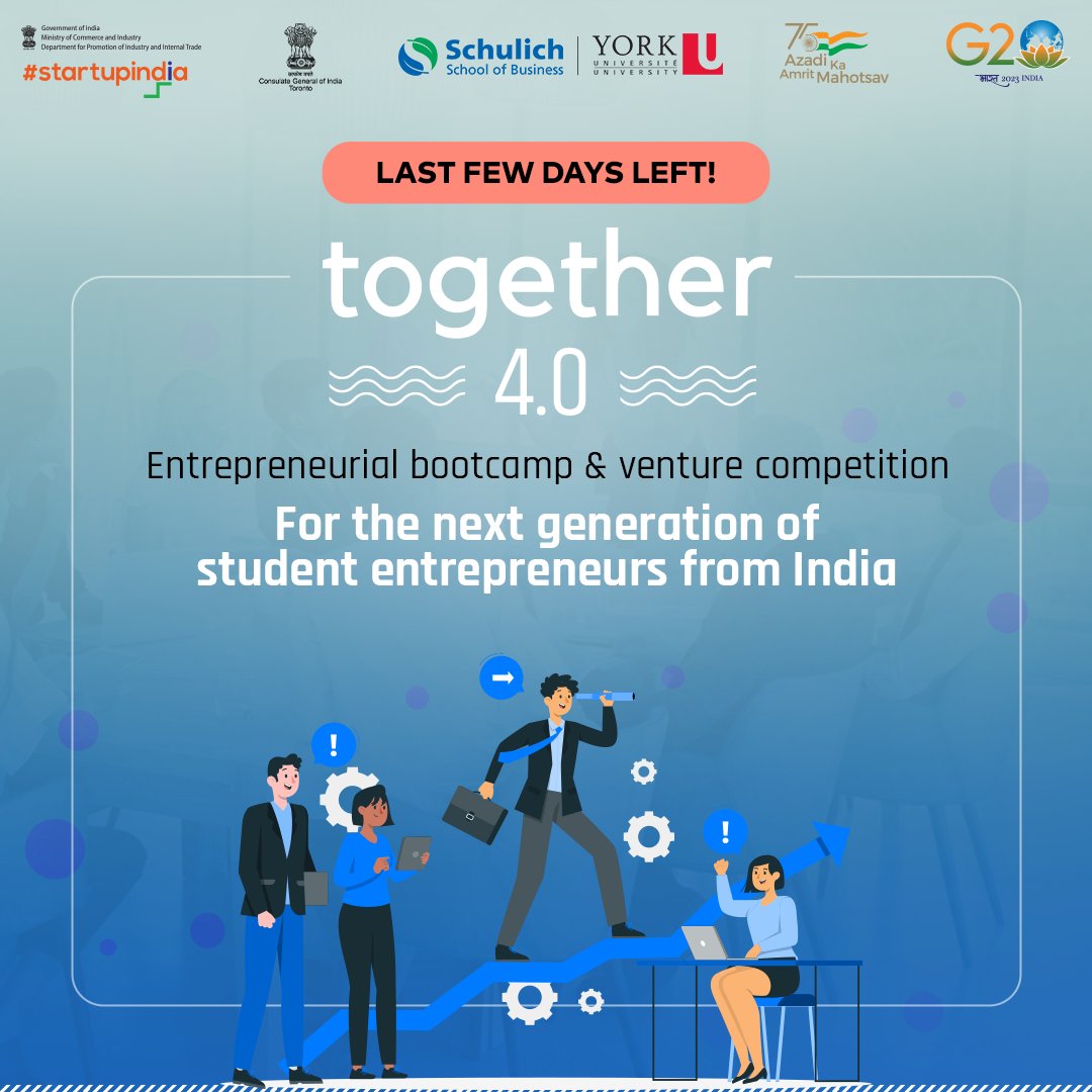 startupindia's tweet photo. Step into success: Apply for Together 4.0.
Showcase, compete and unlock mentorship that can transform your trajectory.
Last few days left, apply now: https://t.co/HpNHl7E9EE
#together4.0 #StartupIndia #venturecompetition #IndianEntrepreneurs #startups #Business https://t.co/kzXUtMJoat