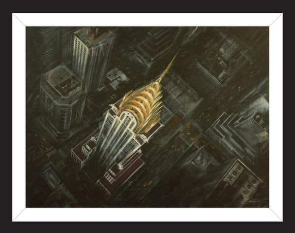 theacorngallery's tweet photo. When you get caught between the moon and New York City...  https://t.co/hOQ3UPuimI #art #artist #artwork #gallery #delivery #fromyorkshiretoyou @smallbizutd #NYC #ChryslerBuilding #slyline https://t.co/XOGUq6CXNk