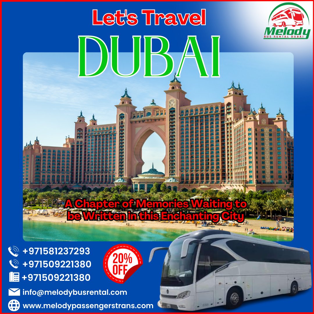 BusMelody's tweet photo. Contact us on:-
+971581237293
+971509221380
+97144552259
Info@melodybusrental.com
https://t.co/x2Sae8r0sj
Travel Dubai with Melody Passengers Transport.
#visitdubai #dubai #mydubai #uae  #travel #emirates #dubaistyle #dubaicity #dubailuxury #dubaitourism #50seater #luxurybus https://t.co/7KQHUXWe1J