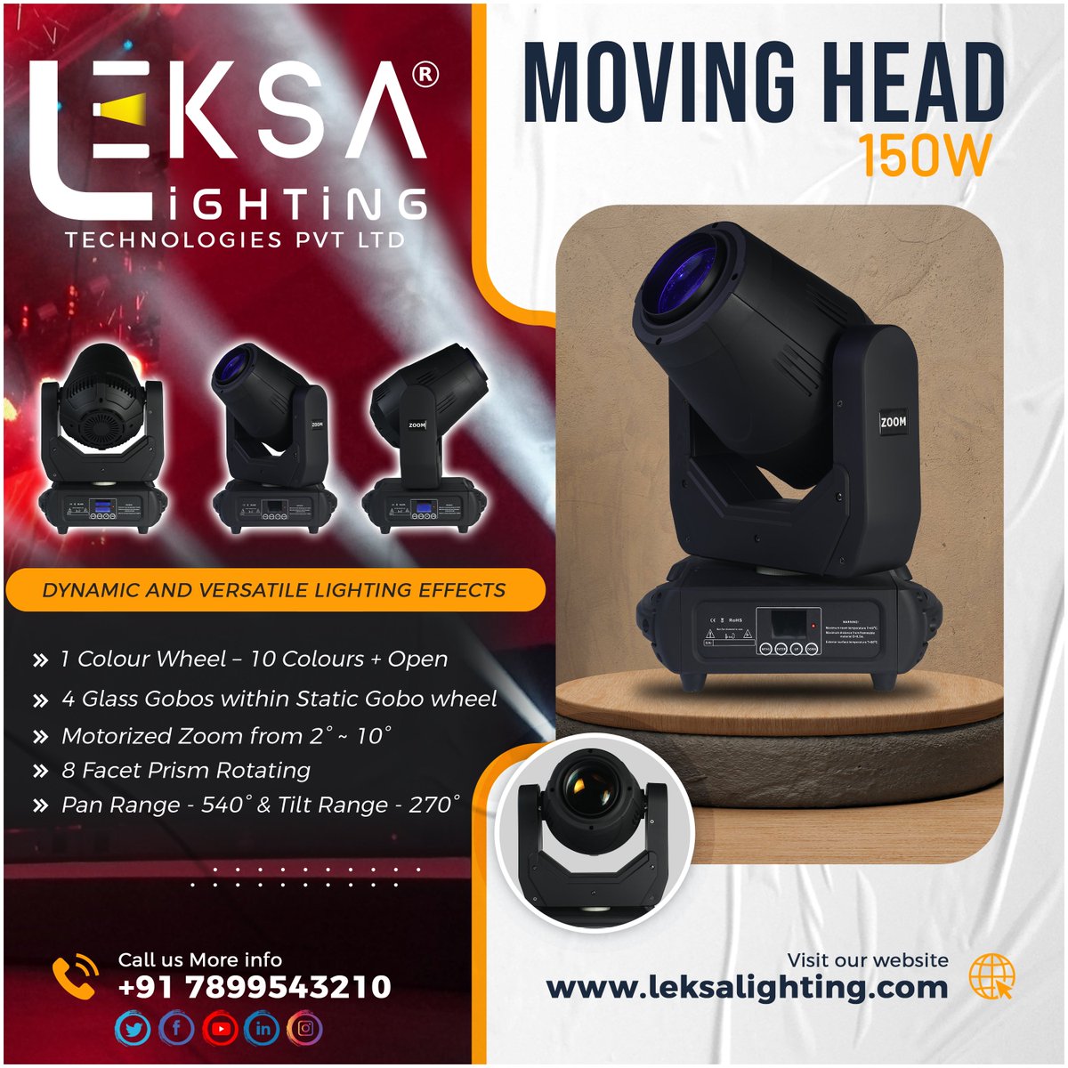 leksalighting's tweet photo. Create a magical atmosphere for your Stage &amp; Auditorium with Leksa Moving Head 150W.
.
.
#leksa #leksalighting #movinghead #movingheads #lighting #auditorium #stagelighting #stage #movinghead150w #Spotlight #zoom #makeinindia #madeinindia  #aatmanirbharbharat  #dj #djlights https://t.co/EcC86ajiX5