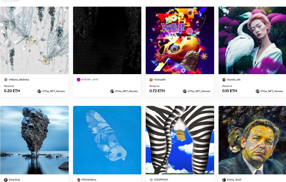 Two more rows from #thenftheroes collection with pieces from these legends <a href="/Marta_Malinko/">Marta Malinko</a> <a href="/itsltlthings/">Joanne_itsltlthings</a> <a href="/virus69/">Igor Scek</a> <a href="/AmbieNft/">ambi3.eth</a> <a href="/PaulMoonPhotos/">Paul Moon</a> <a href="/Jacob606/">ʝค¢๏ɮ</a> <a href="/ZUPHIOH/">ZUPHIOH</a> and @aria94878778. Take a closer look at these pieces and more than a hundred others at foundation.app/@The_NFT_Heroes ❤️🤜