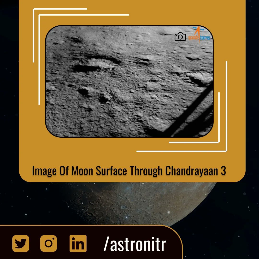AstroNITR's tweet photo. "Chandrayaan-3: India's Next Lunar Leap." Exploring the Moon's mysteries continues as India achieves a historic feat by landing on the south pole of the Moon."🌕🔭💫 https://t.co/s3xrOd609Y