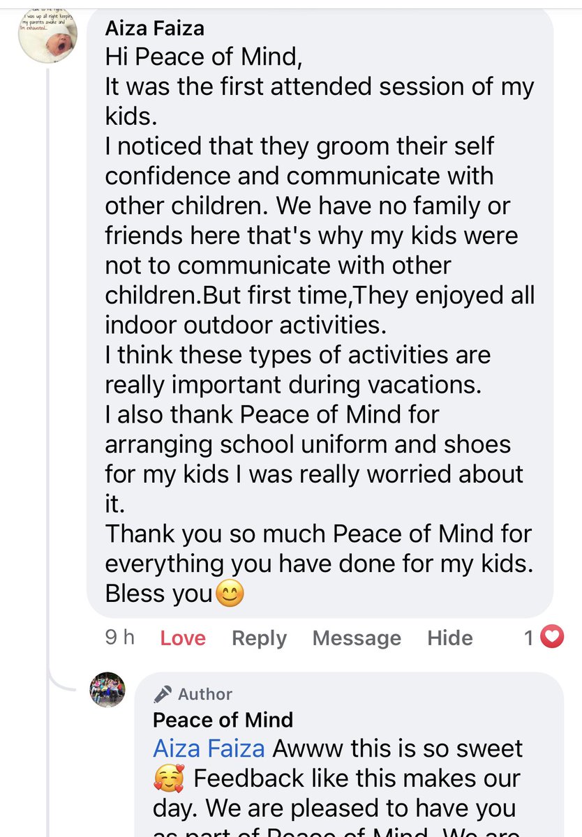 This feedback (left on our Facebook page yesterday) shows the importance of holiday activities for RAS children and parents🙌

For detailed post with pictures and to see a few other comments please see our Facebook: facebook.com/peaceofmind455