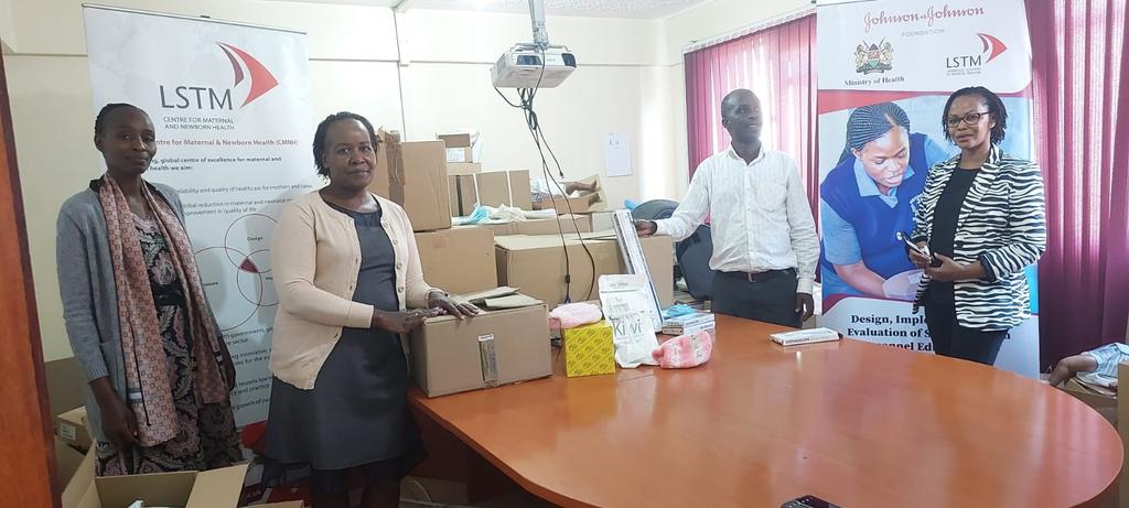 A section of @LSTM_Kenya staff prepare to distribute training equipment to medical schools & @Kmtc_official hubs to support compency- based nursing & midwifery training for improve #MNH outcomes, thanks to @JNJGlobalHealth support @acameh @duncanshikuku85 @LSTM_MNHQoC