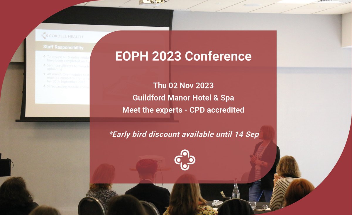 EOPHLtd's tweet photo. This November we will be hosting...

EOPH 2023 Conference for all Occupational Health Professionals

- Fantastic speakers leading on several sessions of your choice
- Exhibition stands 
- Networking opportunities 

Location: Guildford Manor Hotel.

Join: https://t.co/yurytJ2z9o https://t.co/i3xuU7SNwj