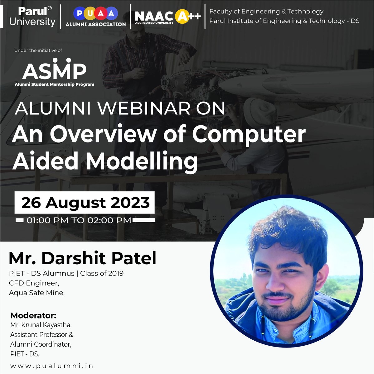 ParulAlumni's tweet image. As part of the Alumni Student Mentorship Program, Parul University Alumni Association, in collaboration with PIET - DS, is organizing the Alumni Webinar on 26.08.2023.

#AlumniTalk
#PIET_DS #ClassOf2019
#PUAlumniAssociation
#ParulUniversity