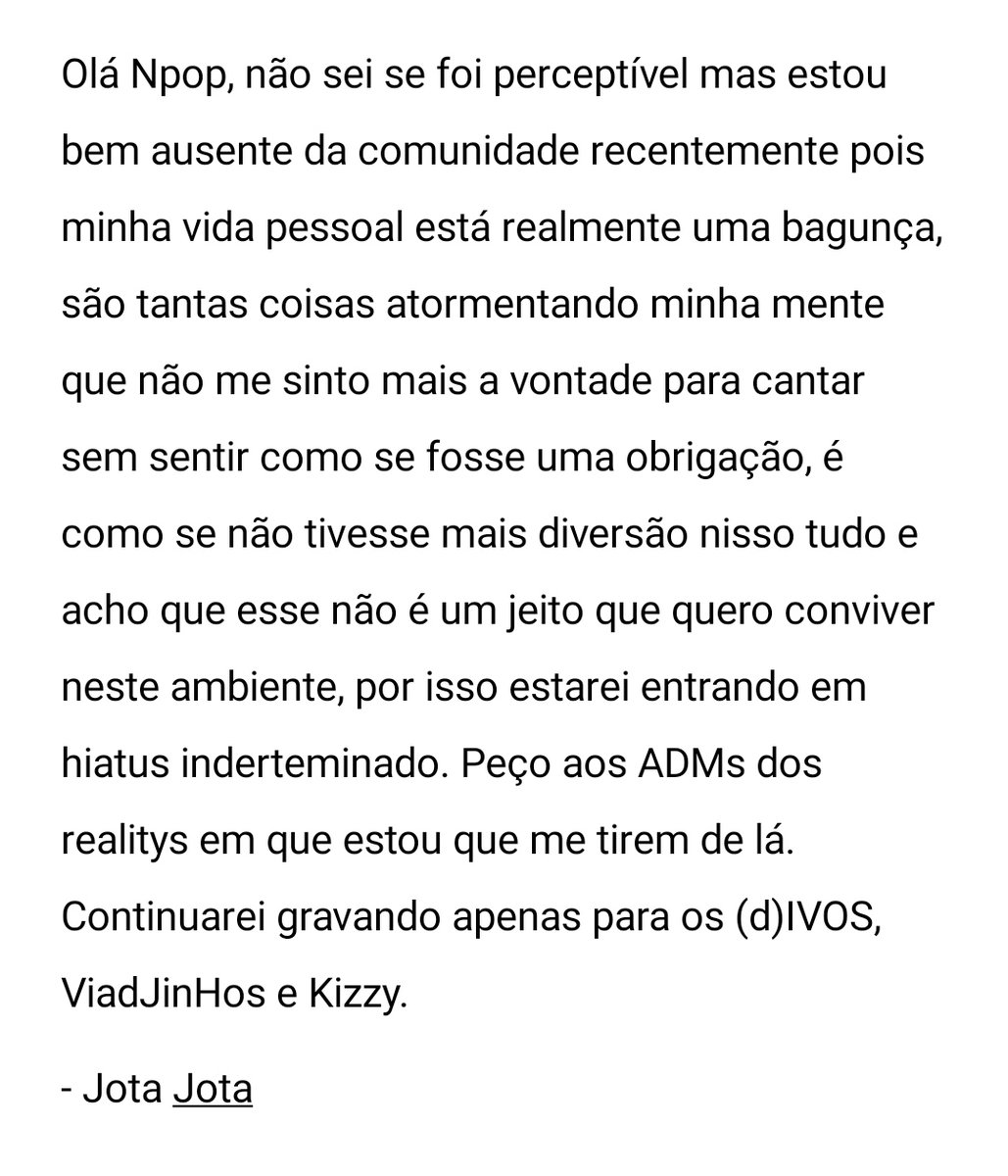 Por favor leiam #NPOP