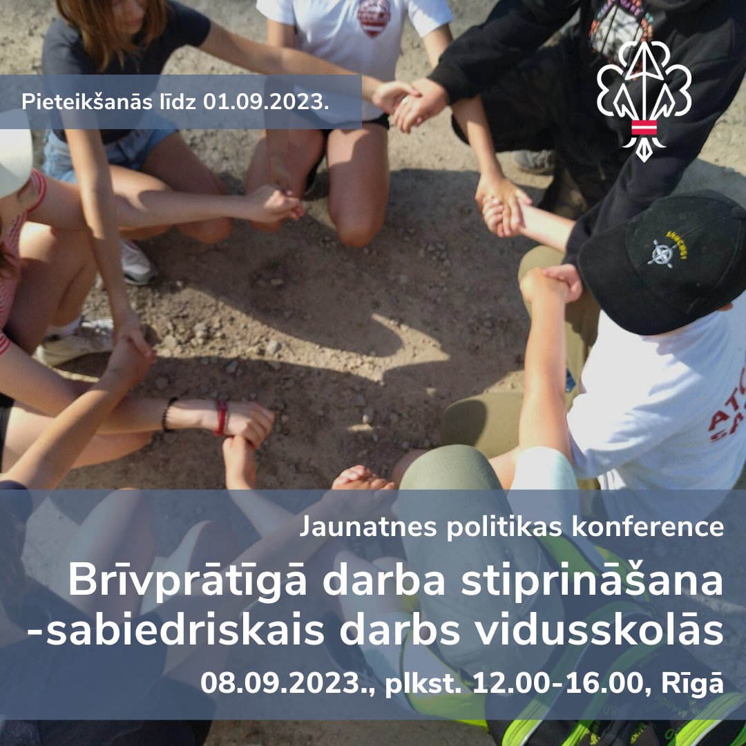 Aicinām uz konferenci par sabiedrisko darbu vidusskolās, lai stiprinātu brīvprātīgo darbu vidusskolās!  8.09.2023. Rīgā! Pievienojies! 
<a href="/Jaunatne/">JSPA</a> <a href="/IZM_gov_lv/">Izglītības un zinātnes ministrija</a> <a href="/brivpratigaislv/">brivpratigais.lv</a> <a href="/LJP_lv/">LJP</a> @alianse <a href="/4H_Latvia/">Latvijas Mazpulki</a> <a href="/fondsViegli/">Imanta Ziedoņa fonds</a> <a href="/DabasFonds/">Pasaules dabas fonds</a>