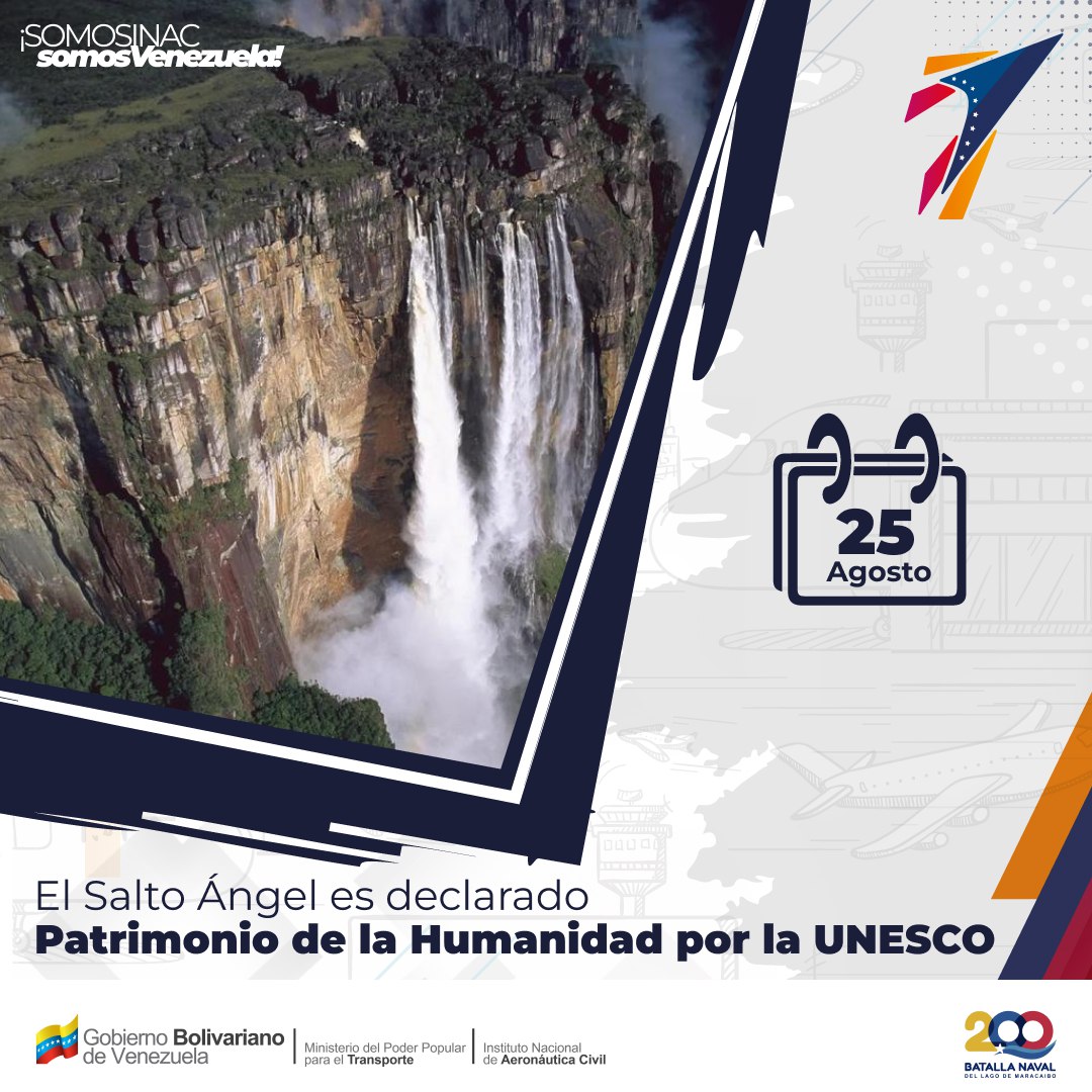 inac_ve's tweet photo. #Efemérides📆|| Tal día como hoy en el año 1994 fue Declarado Patrimonio de la Humanidad por la #UNESCO el Salto Ángel, siendo este la catarata más alta del mundo, ubicado en el Parque Nacional Canaima, Edo. Bolívar. https://t.co/lAk5iU976T