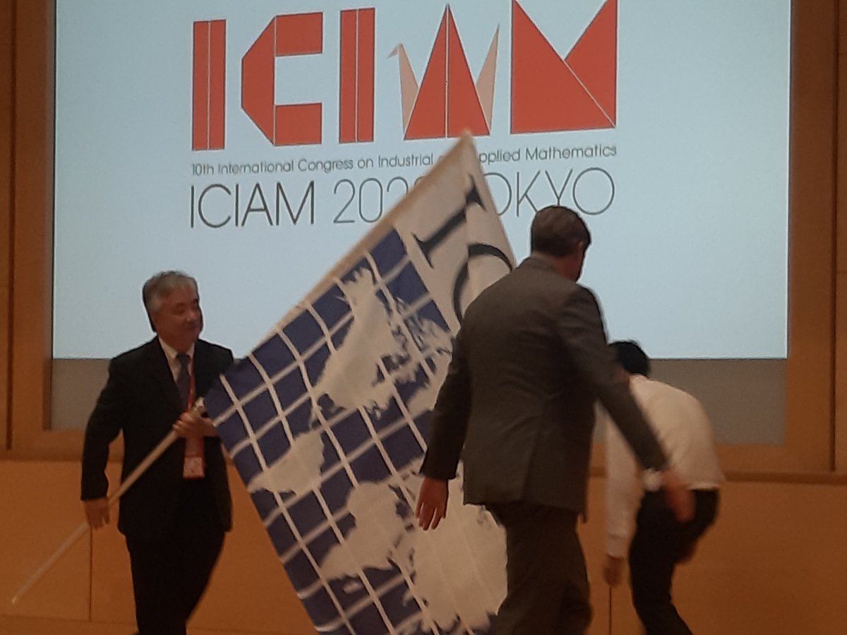 Handing the flag onto Holland to organise the next ICIAM.  Tokyo has set a very high standard to follow! Sad it's all over. It was a great meeting!!!