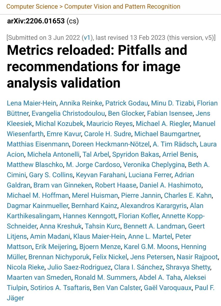 WiMLDS_Paris's tweet image. [#FridayWiMLDSPaper 📜curated by @bennis_jihane ] &quot;Metrics reloaded: Recommendations for image analysis validation&quot; written by many wonderful contributors like @lena_maierhein, @annika_reinke1
arxiv.org/abs/2206.01653